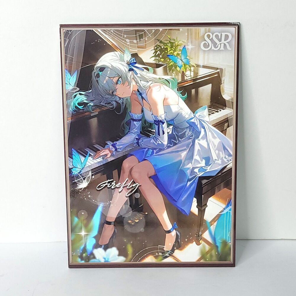 Firefly Piano Blue Dress Waifu Card Anime Girl Wall Art Oversized Board A5